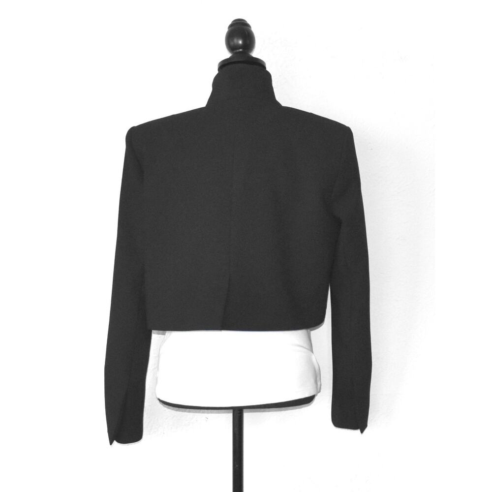 B0 NWT KAREN MILLEN Black Compact Stretch Cropped Blazer Jacket Size US 4 - Picture 3 of 8